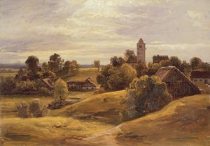Aldeia perto de Dachau, 1859 (óleo sobre papel colocado no cartão)